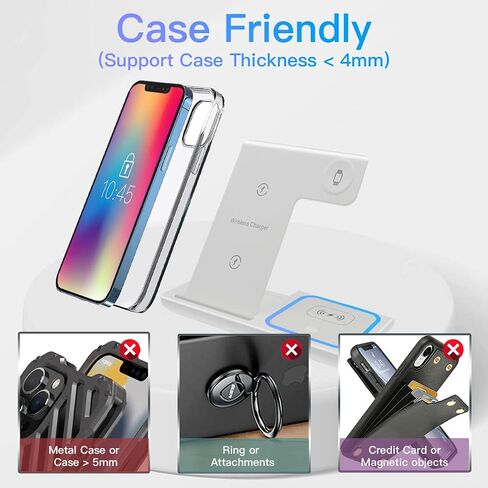 3 in 1 Wireless Charging Station for Apple Products | Qi Wireless Charger Stand | Multiple charger station for Multiple Devices iPhone 11-15, iWatch 2-9, Airpod Pro/3/2, Great Personal Gifts (White) in Saudi Arabia