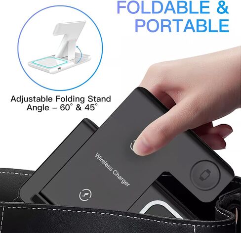 3 in 1 Wireless Charging Station for Apple Products | Qi Wireless Charger Stand | Multiple charger station for Multiple Devices iPhone 11-15, iWatch 2-9, Airpod Pro/3/2, Great Personal Gifts (White) in Saudi Arabia