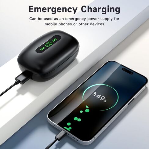 Wireless Earbuds Bluetooth Headphones 120H Playback LED Display Deep Bass Sport Ear buds with Earhooks Waterproof in Ear Earphone for iPhone Samsung Android Cell Phones Work Game TV PC Laptop Computer in Kuwait