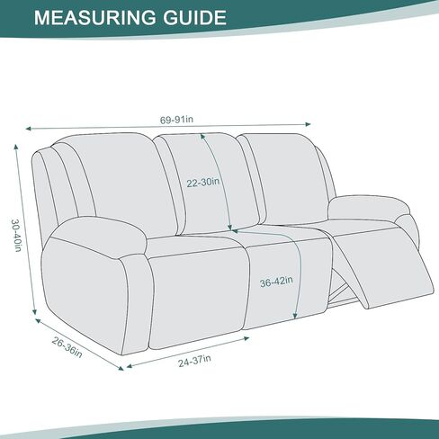 أغطية أريكة قابلة للتمدد مكونة من 3 قطع من أغطية الأريكة القابلة للتمدد لـ 3 مقاعد مع جيوب، أغطية أريكة قابلة للاستلقاء من قماش الجاكار الناعم مع أشرطة مطاطية سفلية، أزرق رمادي in Kuwait