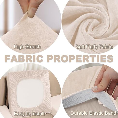 Couch Cover 1 Piece Love Seat Cover Velvet Sectional Couch Cushion Cover Separated L Shaped Sofa Slipcover Furniture Protector for Dogs Pets (LoveSeat or Sofa 2-Seater, Beige) in Kuwait