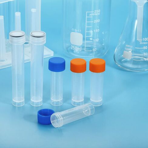 PATIKIL 30mL Plastic Test Tubes, 40 Pack Frozen Test Tube Vial Container Storage Screw Cap for Lab Laboratory Science, Red Clear in Saudi Arabia