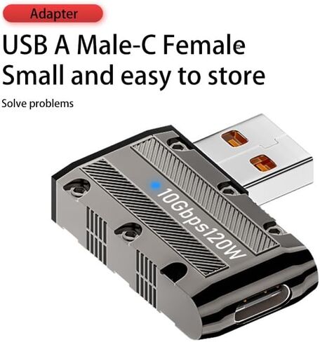 FASTelectric USB3.1 USB-C ذكر إلى أنثى 120 واط محول شحن 10 جيجابت في الثانية غلاف سبائك الألومنيوم المدرع الميكانيكي 90 درجة الكوع الزاوية اليمنى، (AD-U01) in Saudi Arabia