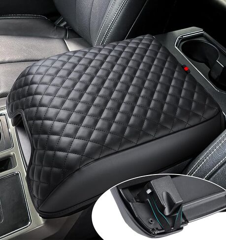 غطاء وحدة التحكم المركزية متوافق مع Ford F150 2015-2020، F250 F350 F450 2017-2022، Expedition 2018-2023، غطاء صندوق مسند الذراع من جلد البولي يوريثان، ملحقات داخلية للشاحنة، واقي وسادة مضاد للخدش in Kuwait