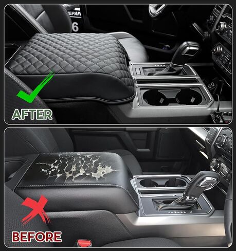 غطاء وحدة التحكم المركزية متوافق مع Ford F150 2015-2020، F250 F350 F450 2017-2022، Expedition 2018-2023، غطاء صندوق مسند الذراع من جلد البولي يوريثان، ملحقات داخلية للشاحنة، واقي وسادة مضاد للخدش in Kuwait