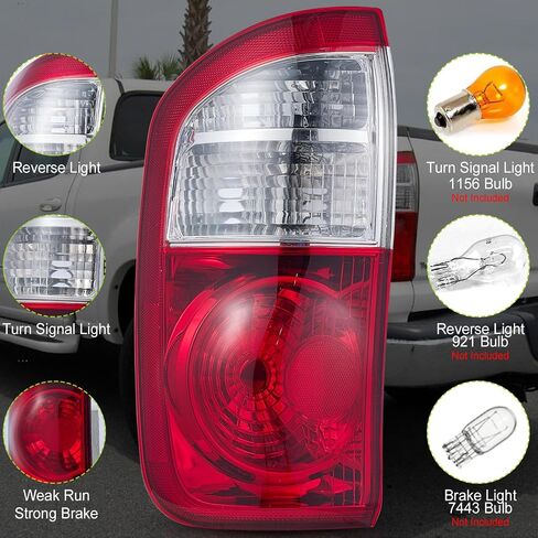 Tail Light fit for 2004-2006 Toyota Tundra Limited SR5 Double Cab w/Standard Bed [ TO2800153 815600C040 ] w/bulbs and harness tail lamp Assembly Replacement Left Driver Side LH in Saudi Arabia