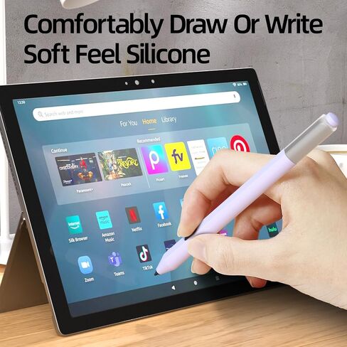AZF Silicone Case Compatible with Amazon Stylus Pen Case, Non-Slip Soft Silicone Cover Sleeve for Fire Max 11 (2023) & Amazon Fire HD 10, (13th Gen, 2023) Tablets Stylus Pen case. (Lavender Purple) in Saudi Arabia