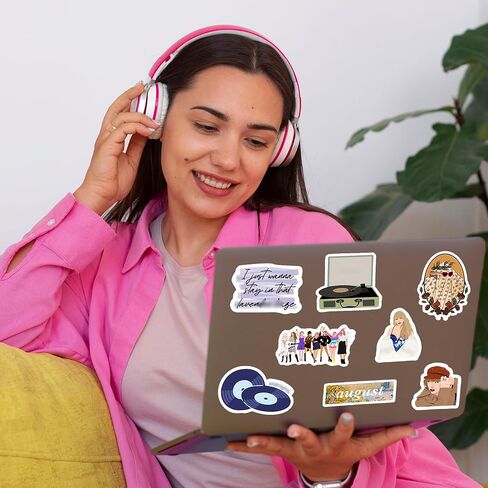 150 PCS Music Stickers Vinyl Waterproof Album Stickers Decals for Water Bottles Laptop Suitcase Guitar Skateboard Decoration Party Favors Party Supplies (T2 150) in Saudi Arabia