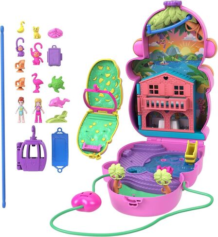 Polly Pocket Dolls & Playset with Pets & 13 Accessories, 2-in-1 Momma Monkey & Baby Wearable Purse & Animal Toy in Saudi Arabia