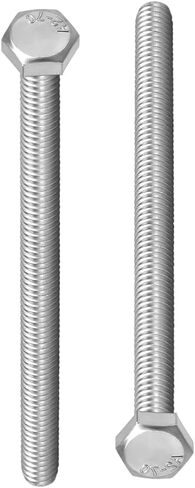 مسامير سداسية كاملة الخيط M8x150mm (DXL) - عبوتان - جيدة للأثاث - 304 مسامير براغي سداسية من الفولاذ المقاوم للصدأ - لون فضي in Saudi Arabia