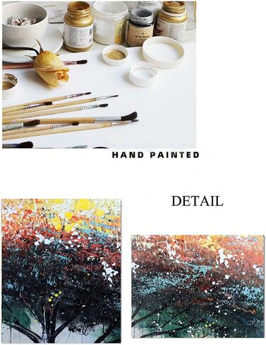Generic Hand-Painted Tree of Life Oil Painting for Bedroom,Framed Wall Art for Living Room,Modern Tree Wall Decor for Offiice Ready to Hang 24x56inches, White,Blue,Green,Yellow in Saudi Arabia