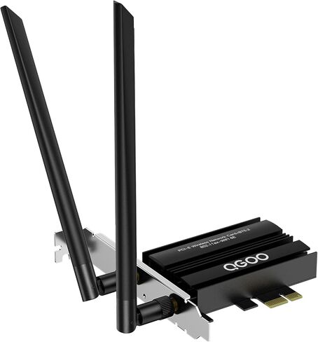 WiFi 6 Card PCIe 3000Mbps, QGOO Wireless Adapter with Bluetooth 5.0 Dongle for PC AX200 Pro WiFi Adapter Express Network Dual Band 6dBi High Gain Antenna (Only Support Desktop for Windows10 64bit) in Saudi Arabia