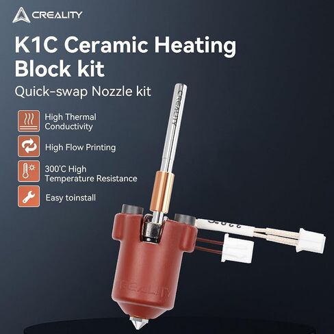 Creality K1C Ceramic Heating Block Kit, Original Hotend Kit with All Metal Quick Swap Nozzle, 300°C High Temperature Resistance High Thermal Conductivity High Flow Printing Heating Block Kit for K1C in Saudi Arabia