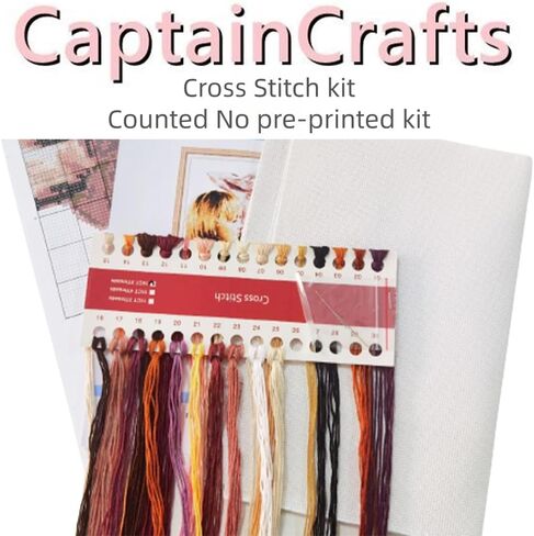 CaptainCrafts Cross Stitch Kits, Christmas Stocking Kit Counted Cross Stitch Unprinted Fabric Cross Stitch DIY Needlecrafts Embroidery Kit Home Decor (𝐖𝐡𝐢𝐭𝐞, Christmas Stockings, Snow View) in Saudi Arabia