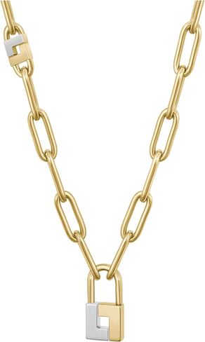Lacoste Women's Ardor Jewelry Pendant Necklace, Paperclip Chain, Two Tone, Feminine Look For Her in Saudi Arabia