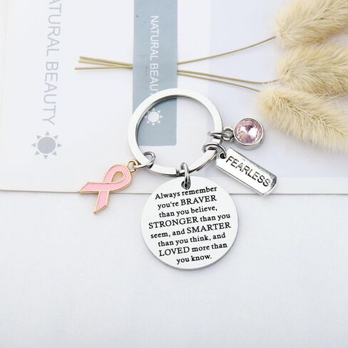 WSNANG Breast Cancer Awareness Gift Pink Ribbon Butterfly Keychain/Necklace Pink Ribbon Jewelry Breast Cancer Warrior Gifts in Saudi Arabia