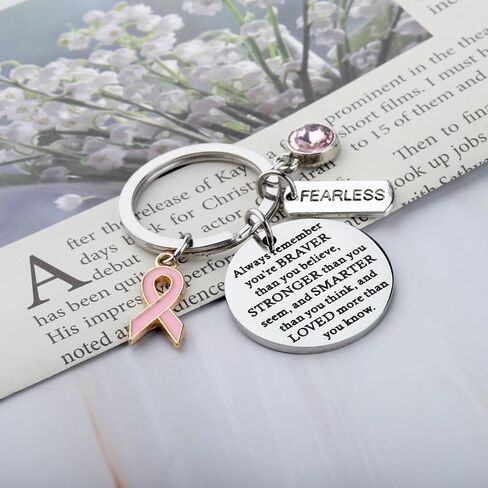 WSNANG Breast Cancer Awareness Gift Pink Ribbon Butterfly Keychain/Necklace Pink Ribbon Jewelry Breast Cancer Warrior Gifts in Saudi Arabia