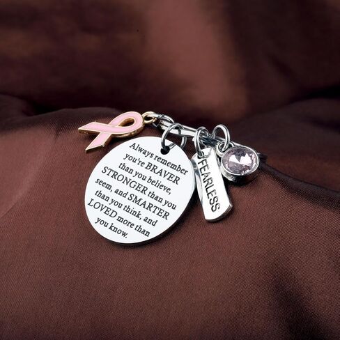 WSNANG Breast Cancer Awareness Gift Pink Ribbon Butterfly Keychain/Necklace Pink Ribbon Jewelry Breast Cancer Warrior Gifts in Saudi Arabia