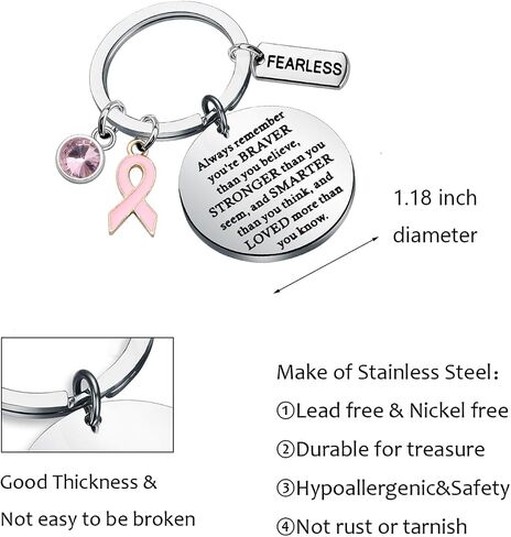 WSNANG Breast Cancer Awareness Gift Pink Ribbon Butterfly Keychain/Necklace Pink Ribbon Jewelry Breast Cancer Warrior Gifts in Saudi Arabia