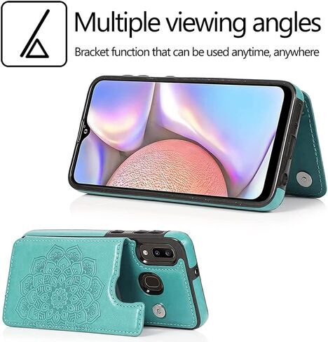Design for Samsung Galaxy A20/A30/M10S Case with Tempered Glass Screen Protector Credit Card Holder Slot, PU Leather Wallet Phone Cases Stand Kickstand Protective Cover for Glaxay A 20 Men Black in Kuwait