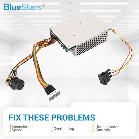 BlueStars 10-55V 12V 24V 36V 48V 60A 15KHZ PWM DC مفتاح تحكم في سرعة المحرك المصقول مع شاشة LED، تحكم بدون خطوات، ومفتاح عكسي للفرامل الأمامية لتنظيم عجلات الطاقة in Saudi Arabia