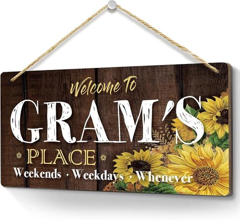 Gram Gifts Grandma Gifts Sunflower Gifts for Women Birthday Gifts for Nana Mimi Nanny Gigi Granny Decorative Front Door Home Wall Decor Wood Hanging Sign Vintage Wall Art, Welcome to Gram's Place in Saudi Arabia
