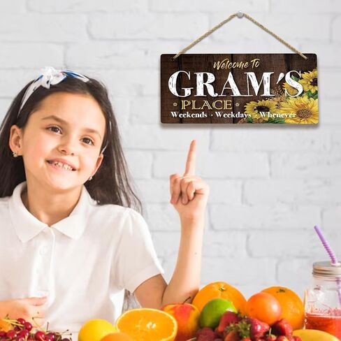 Gram Gifts Grandma Gifts Sunflower Gifts for Women Birthday Gifts for Nana Mimi Nanny Gigi Granny Decorative Front Door Home Wall Decor Wood Hanging Sign Vintage Wall Art, Welcome to Gram's Place in Saudi Arabia