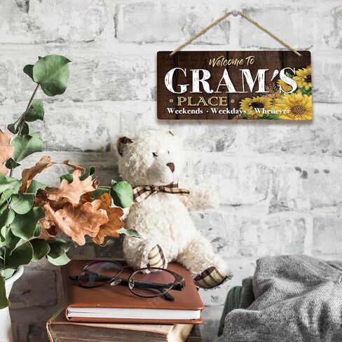 Gram Gifts Grandma Gifts Sunflower Gifts for Women Birthday Gifts for Nana Mimi Nanny Gigi Granny Decorative Front Door Home Wall Decor Wood Hanging Sign Vintage Wall Art, Welcome to Gram's Place in Saudi Arabia