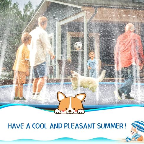 Lewtemi 15 ft Extra Large Non Slip Splash Pad 180" for Adult and Dog Giant Outdoor Thicken Sprinkler Pool Summer Toys Fun Backyard Play Fountain Mat for Pet Dog Family in Saudi Arabia