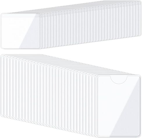 100 Pack Self-Adhesive Index Card Holder, 2 Size Clear Card Holder with Top Open for Organizing and Protecting Your Index Cards, Photos, Folder Labels (3.6x2.5in, 2x1.8in) in Saudi Arabia