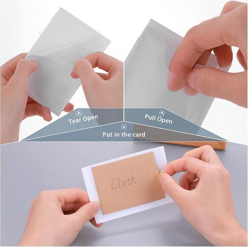 100 Pack Self-Adhesive Index Card Holder, 2 Size Clear Card Holder with Top Open for Organizing and Protecting Your Index Cards, Photos, Folder Labels (3.6x2.5in, 2x1.8in) in Saudi Arabia