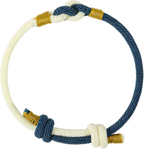 زوجين سلسلة سوار، حبل مطابقة سوار لصديقها صديقة، انزلاق عقدة الصداقة الحب وعد أساور قابلة للتعديل هدية مجوهرات لذكرى عيد الحب، الأبيض والأزرق in Kuwait