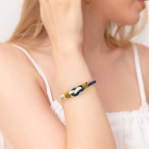 زوجين سلسلة سوار، حبل مطابقة سوار لصديقها صديقة، انزلاق عقدة الصداقة الحب وعد أساور قابلة للتعديل هدية مجوهرات لذكرى عيد الحب، الأبيض والأزرق in Kuwait