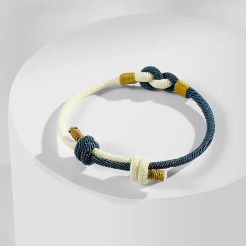 زوجين سلسلة سوار، حبل مطابقة سوار لصديقها صديقة، انزلاق عقدة الصداقة الحب وعد أساور قابلة للتعديل هدية مجوهرات لذكرى عيد الحب، الأبيض والأزرق in Kuwait