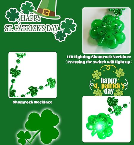 قلادة البرسيم لعيد القديس باتريك من خرز شامروك الأخضر، إكسسوارات يوم القديس باتريك بالجملة لتفضلات الحفلات in Kuwait