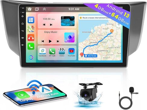 Android Car Stereo for Lexus RX300 RX330 RX350 RX400H 2004-2009 Radio 2+64G 9 Inch Touchscreen Car Radio Carplay Android Auto Support GPS Navigation WiFi Bluetooth FM EQ Backup Camera in Saudi Arabia