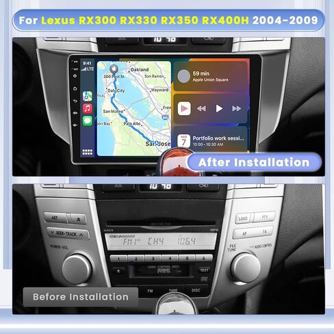 Android Car Stereo for Lexus RX300 RX330 RX350 RX400H 2004-2009 Radio 2+64G 9 Inch Touchscreen Car Radio Carplay Android Auto Support GPS Navigation WiFi Bluetooth FM EQ Backup Camera in Saudi Arabia