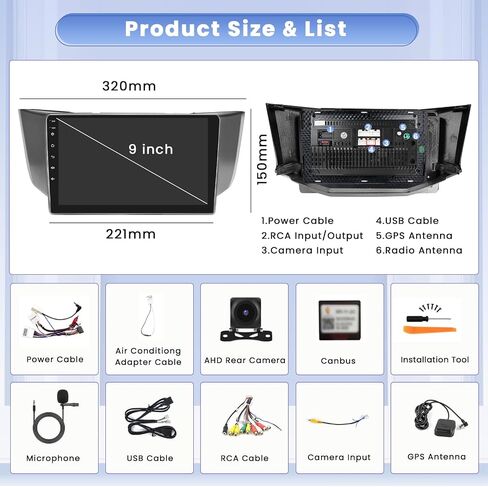 Android Car Stereo for Lexus RX300 RX330 RX350 RX400H 2004-2009 Radio 2+64G 9 Inch Touchscreen Car Radio Carplay Android Auto Support GPS Navigation WiFi Bluetooth FM EQ Backup Camera in Saudi Arabia