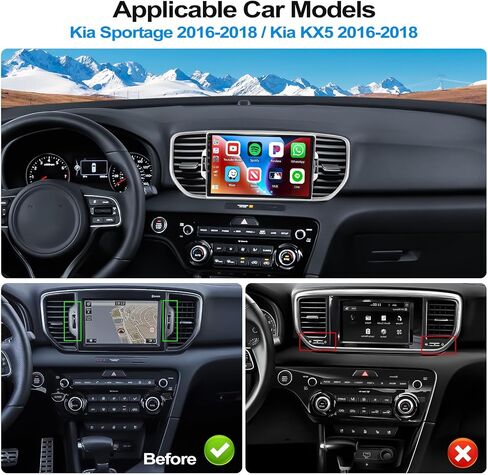 راديو ستيريو للسيارة 2G+64G مع Apple Carplay Android Auto لسيارة Kia Sportage KX5 2016 2017 2018، شاشة لمس 9 بوصات Android 13 راديو السيارة مع نظام ملاحة GPS HiFi WiFi Bluetooth FM RDS كاميرا احتياطية in Saudi Arabia