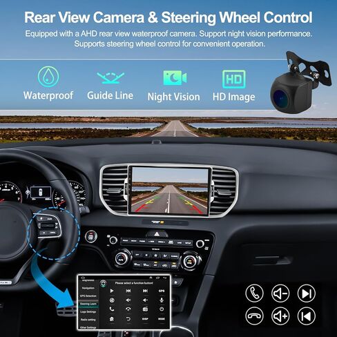 راديو ستيريو للسيارة 2G+64G مع Apple Carplay Android Auto لسيارة Kia Sportage KX5 2016 2017 2018، شاشة لمس 9 بوصات Android 13 راديو السيارة مع نظام ملاحة GPS HiFi WiFi Bluetooth FM RDS كاميرا احتياطية in Saudi Arabia