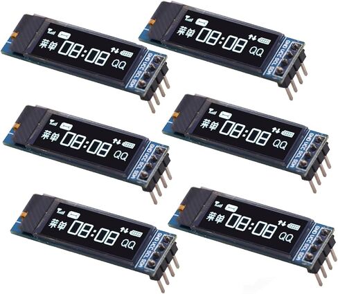 6 PCS 0.91 Inch I2C OLED Display Module IIC OLED Screen DC 3.3V~5V Compatible with Arduino Raspberry PI (White) in Saudi Arabia
