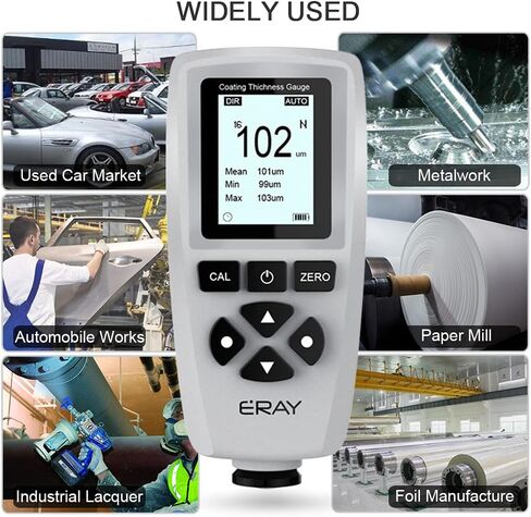 Mil Thickness Gauge, Coating Thickness Gauges, ERAY Paint Depth Gauge Meter with Backlight LCD Display for Car Automotive, Limit Alarm/Data Storage/Export Data/PC Software Analysis (Green) in Saudi Arabia