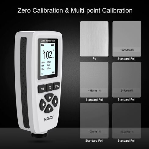 Mil Thickness Gauge, Coating Thickness Gauges, ERAY Paint Depth Gauge Meter with Backlight LCD Display for Car Automotive, Limit Alarm/Data Storage/Export Data/PC Software Analysis (Green) in Saudi Arabia