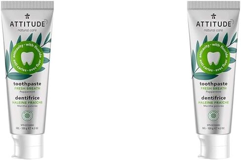ATTITUDE Toothpaste with Fluoride, Prevents Tooth Decay and Cavities, Vegan, Cruelty-Free and Sugar-Free, Complete Care, Spearmint, 4.2 Oz in Saudi Arabia