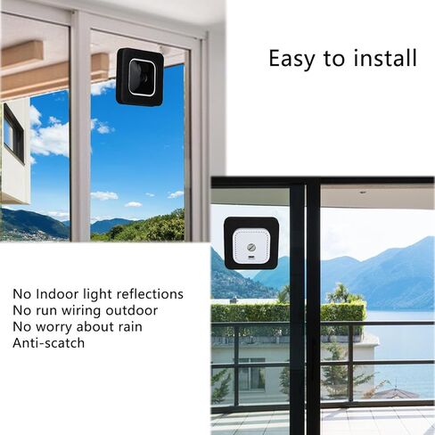 حامل نافذة متوافق مع Blink Outdoor (الجيل الثالث)، كاميرا Blink الداخلية، 2 حزمة كاميرا مثبتة على الحائط للنوافذ/الأبواب الزجاجية الفردية، حامل كاميرا الأمان، أسود in Kuwait