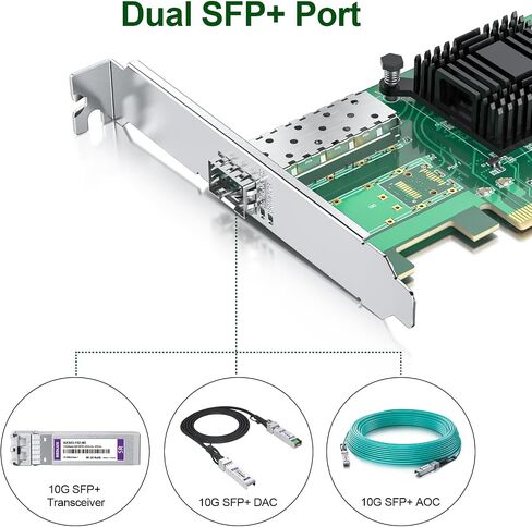 10GB PCI-e Network Card(NIC) with Intel 82599EN Chip, Signle SFP+ Port, Compare to Intel X520-DA1, PCIE 2.0 X8, Support Windows/Windows Server/Linux/Vmware Esxi in Saudi Arabia