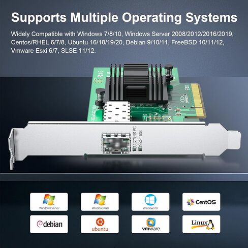 10GB PCI-e Network Card(NIC) with Intel 82599EN Chip, Signle SFP+ Port, Compare to Intel X520-DA1, PCIE 2.0 X8, Support Windows/Windows Server/Linux/Vmware Esxi in Saudi Arabia