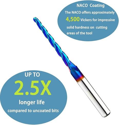 2PCS BRB228 Milling Cutters Ball Nose Solid Carbide Up Cut CNC Spiral Bits NACO Coated 2D 3D Carving Router Bit 1.0Deg with 1/8 Inch Cutting Dia in Saudi Arabia