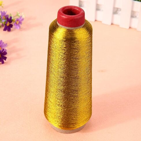 Metallic Thread Embroidery Gold Silver Machine Embroidery Threads Polyester Sewing Thread Spools for Embroidery (Gold) in Saudi Arabia