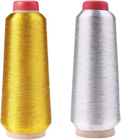 Metallic Thread Embroidery Gold Silver Machine Embroidery Threads Polyester Sewing Thread Spools for Embroidery (Gold) in Saudi Arabia